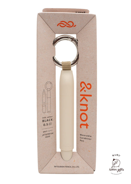 ZOOMY BUNGU Pens Steam White uniball &knot - Wearable Carabiner Pen