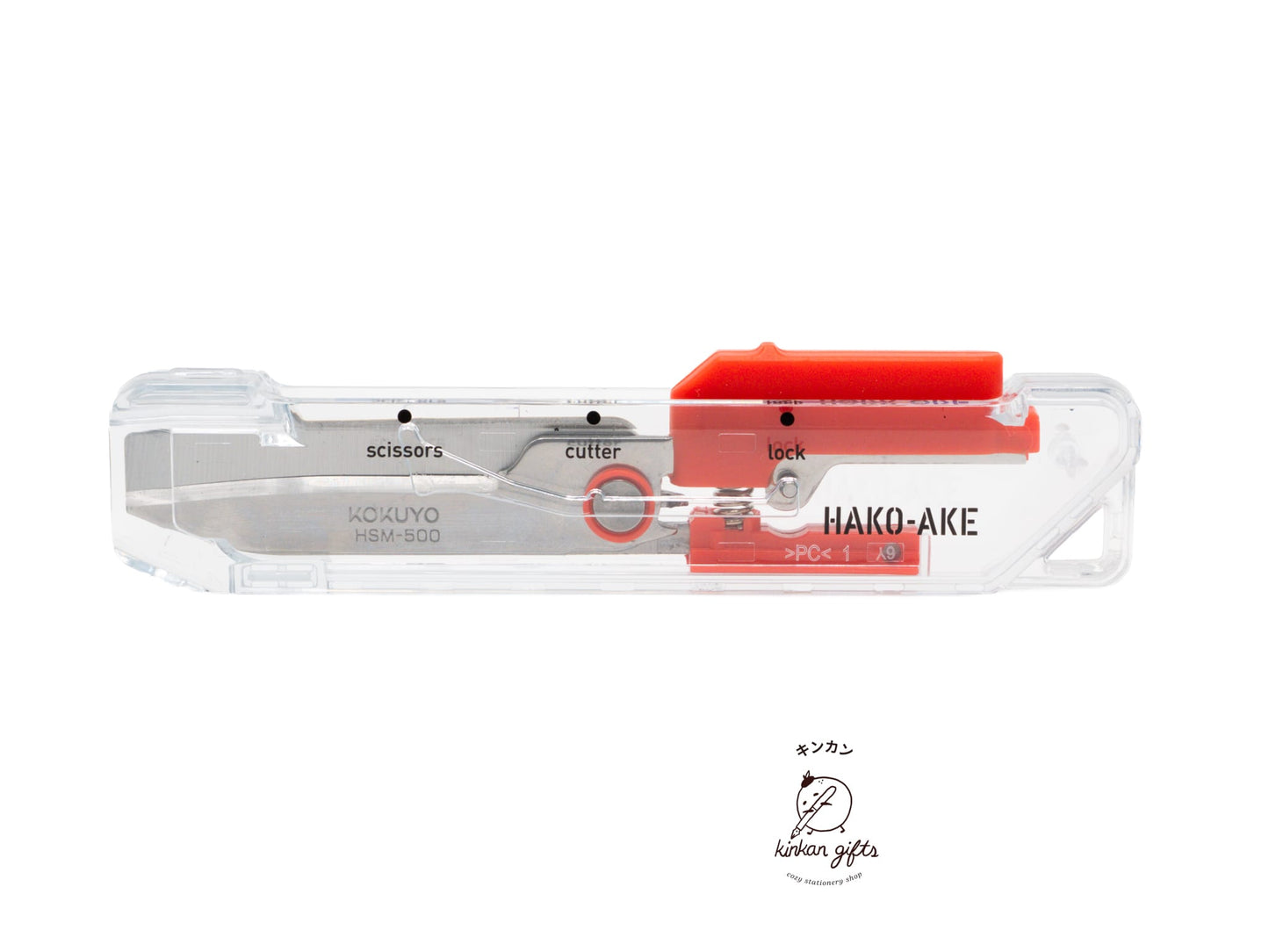 Zoomy BUNGU Scissors & Cutting Tools Kokuyo - Transparent Hako-Ake - 2-Way Portable Knife and Scissor Tool
