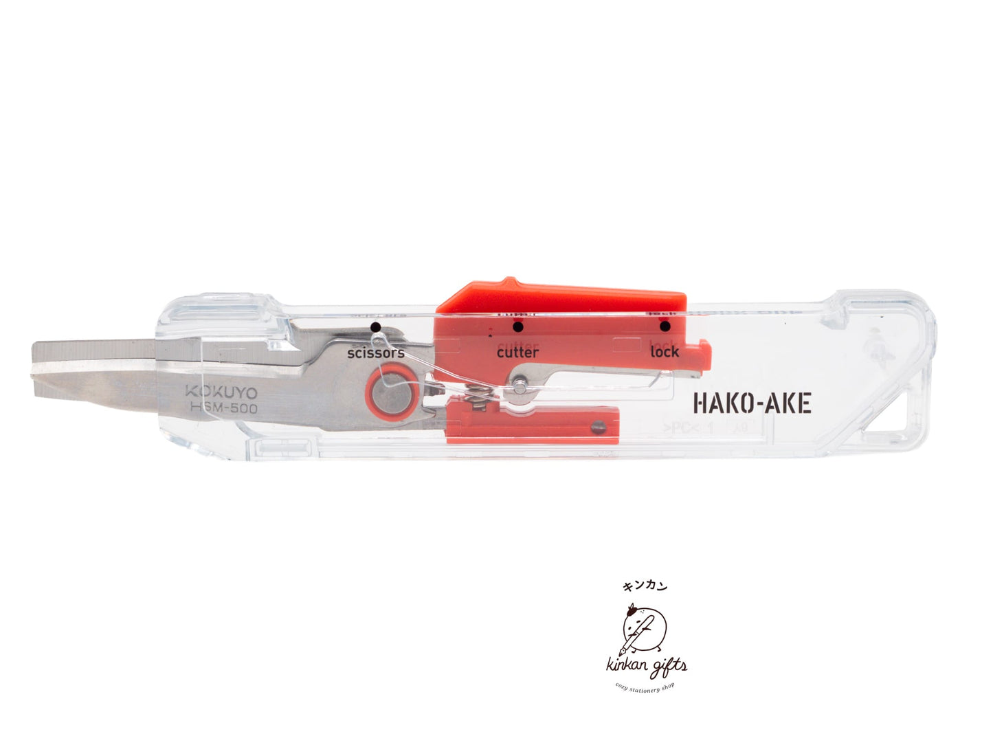 Zoomy BUNGU Scissors & Cutting Tools Kokuyo - Transparent Hako-Ake - 2-Way Portable Knife and Scissor Tool