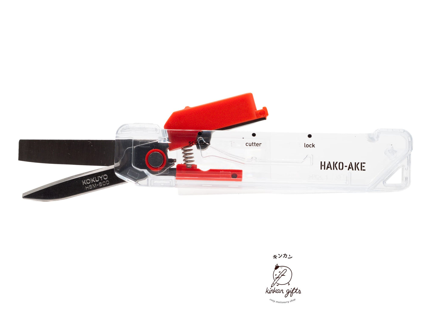 Zoomy BUNGU Scissors & Cutting Tools Kokuyo - Transparent Hako-Ake - 2-Way Portable Knife and Scissor Tool